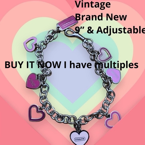 Coach charm bracelet with pink hearts. Adjustable to any size. NWOT.  Retired - Picture 4 of 4